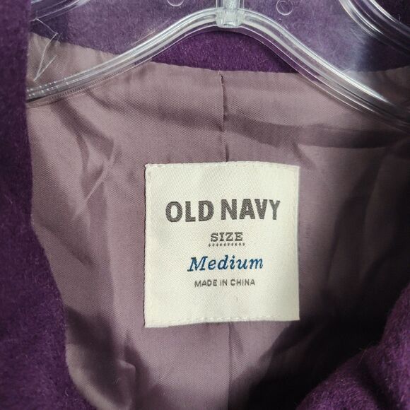 Old Navy Wool-Blend Pea Coat Women's Size M Purple Toggle Clasps & Snaps - Picture 7 of 9